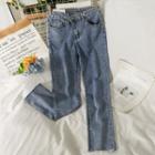 Asymmetrical-waistline Skinny Jeans