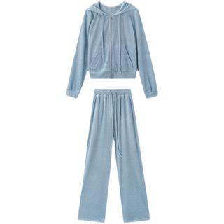 Set: Zipped Hoodie + Wide-leg Pants