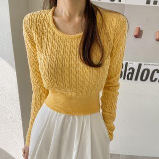 Rib-hem Cable-knit Top