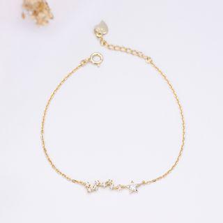 925 Sterling Silver Rhinestone Stars Bracelet