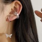 Butterfly Rhinestone Cuff Earring / Chained Cuff Earring
