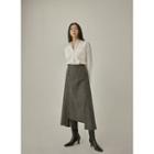 Cutaway Twill A-line Long Skirt Charcoal Gray - One Size