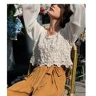 Embroidery Panel Cropped Blouse Almond - One Size