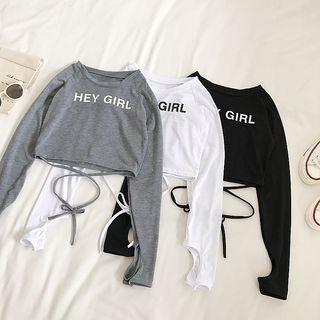 Long-sleeve Cross-strap Crop Top