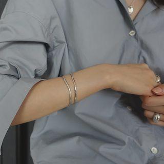925 Sterling Silver Asymmetric Open Bracelet