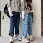 Couple Matching Embroidered Straight Fit Jeans