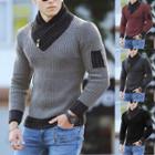 Zip-accent Mock-scarf Sweater
