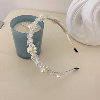 Faux Pearl Headband White & Transparent - One Size