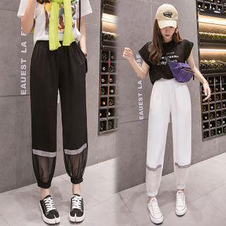 High-waist Mesh Panel Pants