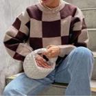 Checkered Sweater Checker - Off-white & Brown - One Size