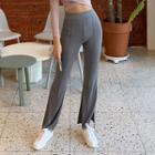 Slit-hem Seam-front Boot-cut Pants