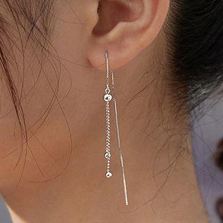 Bead Chain Alloy Fringed Earring 1 Pair - Silver - One Size