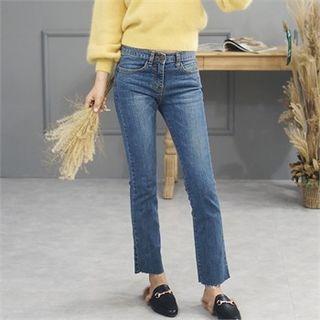 Fray-hem Semi Boot-cut Jeans