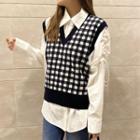 Plaid Sweater Vest Black - One Size