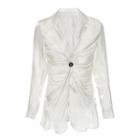 Long-sleeve Ruched Button-up Jacket