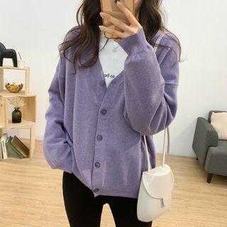 V-neck Long Sleeve Knit Cardigan