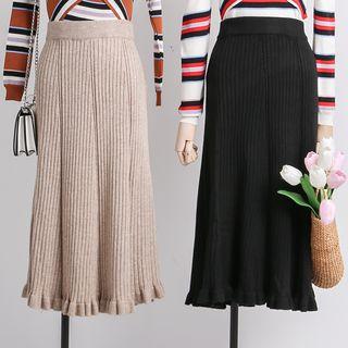 High-waist Pleated Knit Skirt