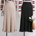 High-waist Pleated Knit Skirt