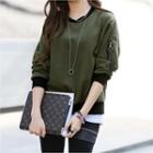 Contrast-trim Zip-detail Sweatshirt