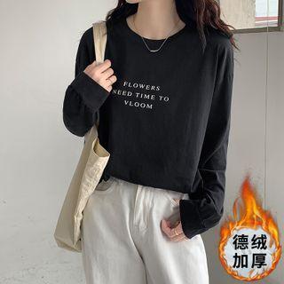 Long-sleeve Letter Print Fleece T-shirt