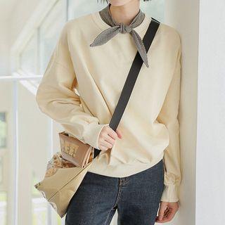 Mock Two-piece Pullover Almond - One Size