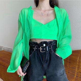 Plain Cropped Camisole / Plain Loose-fit Shirt