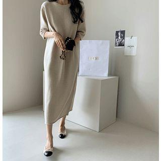 Elbow-sleeve Cashmere Blend Knit Dress