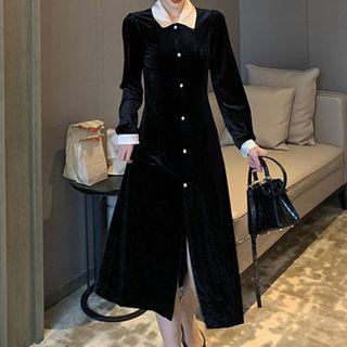 A-line Midi Velvet Shirtdress