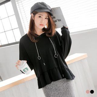 Ruffled Hem Dolman Hoodie