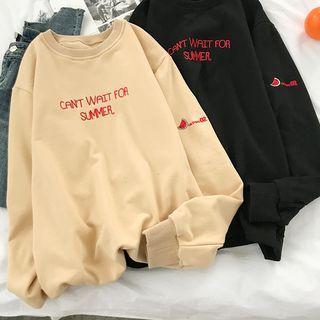 Letter & Watermelon Embroidered Pullover