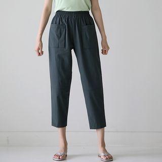 Waistband Crop Baggy Pants
