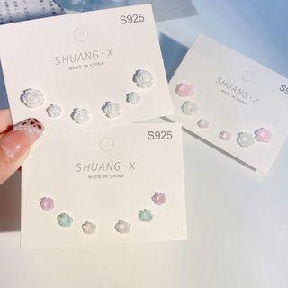 Sterling Silver Flower Stud Earring Set