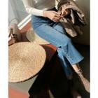 Brushed Fleece-lined Wide-leg Jeans