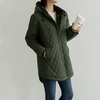 Hooded Fleece-lined Quilted Coat