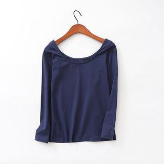 Long-sleeve U-neck T-shirt