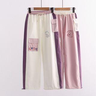 Cartoon Print Wide Leg Cargo Pants
