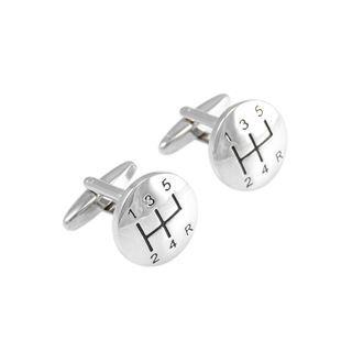 Fashion And Simple Personality Car Gearbox Round Cufflinks Silver - One Size