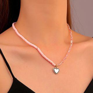 Heart Pendant Faux Crystal Alloy Necklace