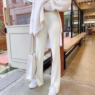 Slit Hem Straight Leg Knit Pants