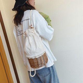 Woven Panel Backpack Brown - One Size