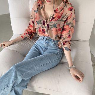 Flower Pattern Long-sleeve Shirt