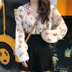 Floral Print Sheer Chiffon Shirt As Shown In Figure - One Size