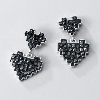 Pixel Heart Rhinestone Dangle Earring