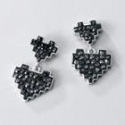 Pixel Heart Rhinestone Dangle Earring