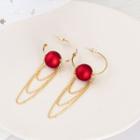 Faux Pearl Chained Dangle Earring 1 Pair - E2713 - Red & Gold - One Size