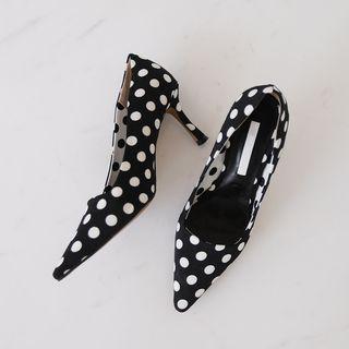 Pointy-toe Dotted High-heel Pumps