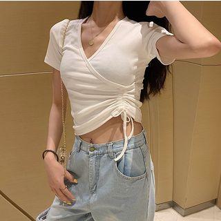 Tie-side Open Short-sleeve Top