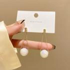 Faux Pearl Alloy Dangle Earring E4815 - 1 Pair - Gold & White - One Size