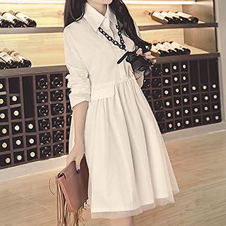 Long-sleeve A-line Shirtdress