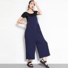 Cropped Sleeveless Wide-leg Jumpsuit Blue - One Size
